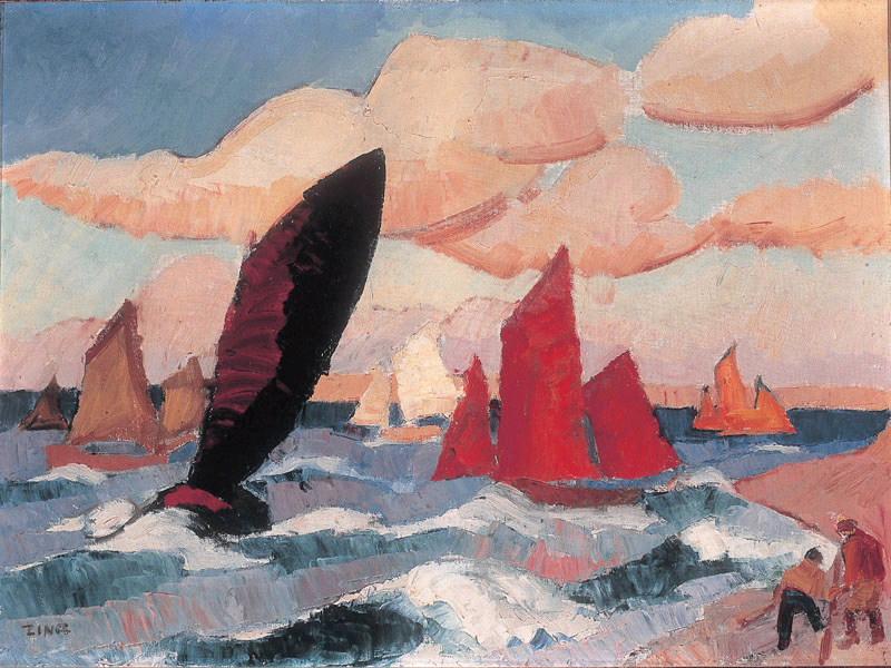 Marine à la clarté (voiliers sur la mer)