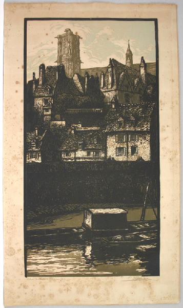 Le quai de Mantoue avec une toue cabanée, Nevers