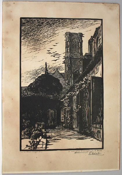 La tour de la cathédrale de Nevers vue de la maison Dasse