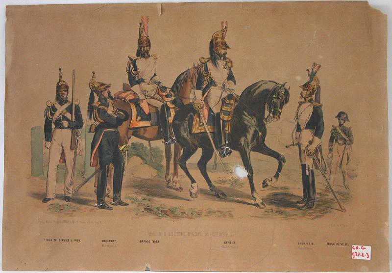 Garde municipale à cheval (lithographie probablement issue d'un recueil de planches numérotées)