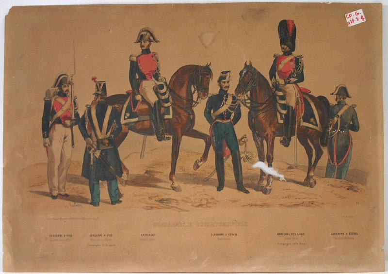 Gendarmerie départementale (lithographie probablement issue d'un recueil de planches numérotées (n°26))