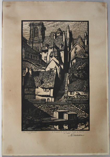 Le quai de Mantoue avec deux toues cabanées, Nevers
