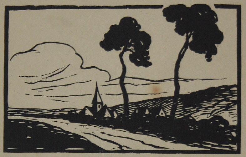 La route (deux arbres et village)