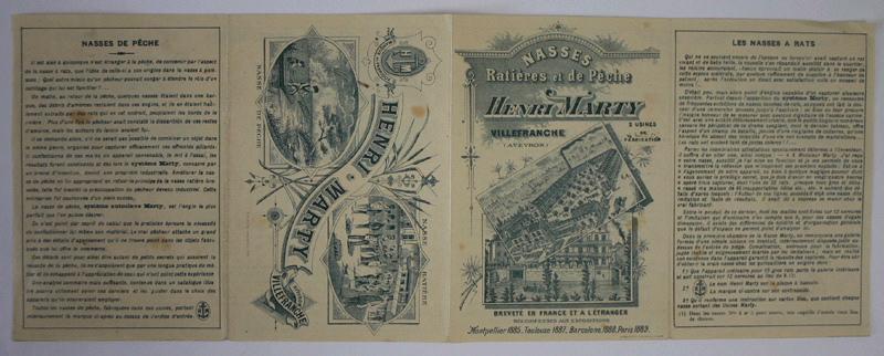 Notices explicatives et tarifs des nasses de la manufacture Henri Marty