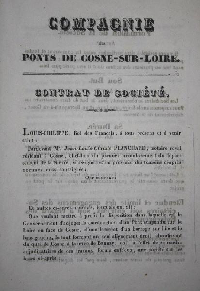Compagnie des ponts de Cosne-sur-Loire [contrat, actionnaires... ]