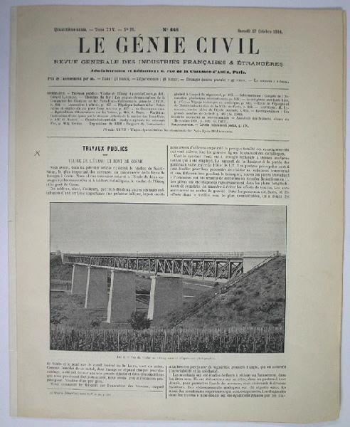 'Le Génie Civil', tome 14, avec un article traitant du pont de chemin de fer de Cosne-sur-Loire