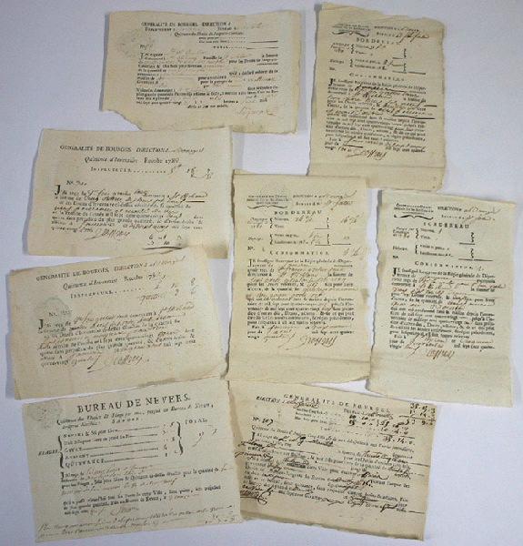 Bordereaux pour des quittances de droits sur des marchandises (péages...)