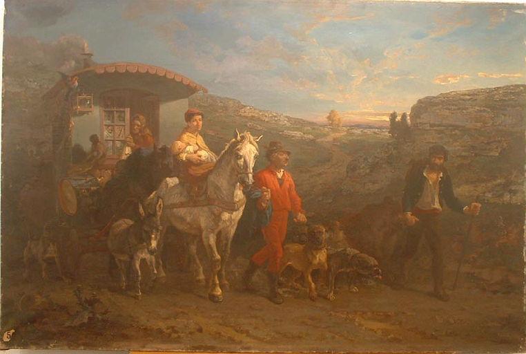 Saltimbanques en route (désignation du FNAC) ; Le départ des bohémiens (désignation du Conservateur de l'époque inscrite sur le registre des inventaires )