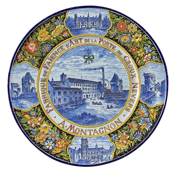 FABRIQUE DE FAIENCE D'ART DE LA PORTE DU CROUX NEVERS. A.MONTAGNON (titre inscrit)