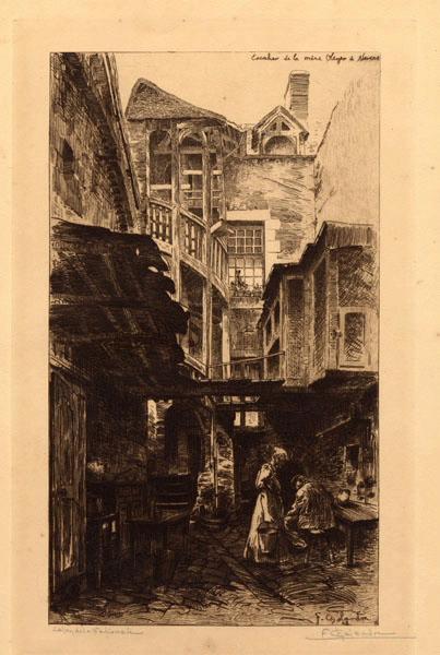 Escalier de la mère Oleyer à Nevers (La cour de la mère Oleyer donnait sur la rue de la Barre à Nevers)