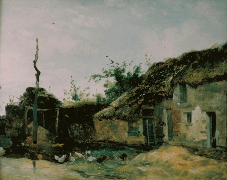 Cour de ferme, chaumière