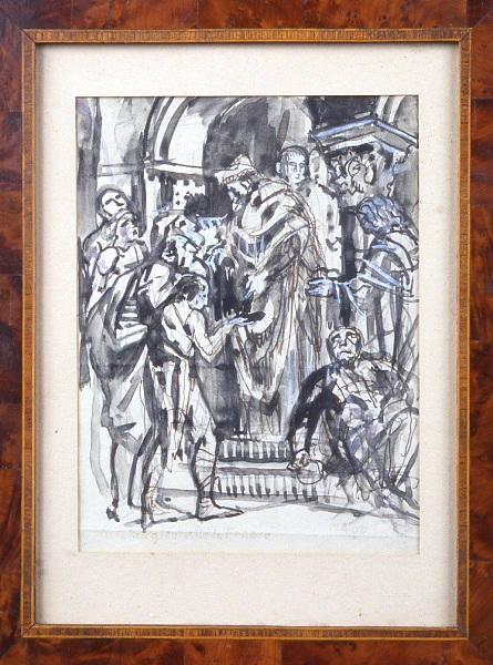 Les pauvres à la porte de l'église