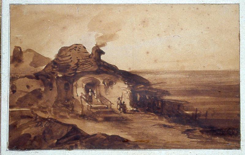 Masure à l'entrée d'un village