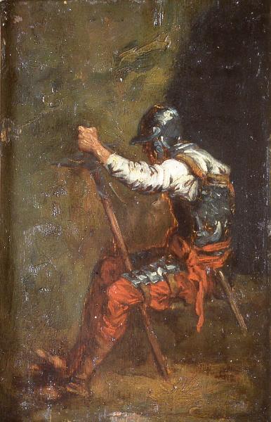 Guerrier assis à l'épée