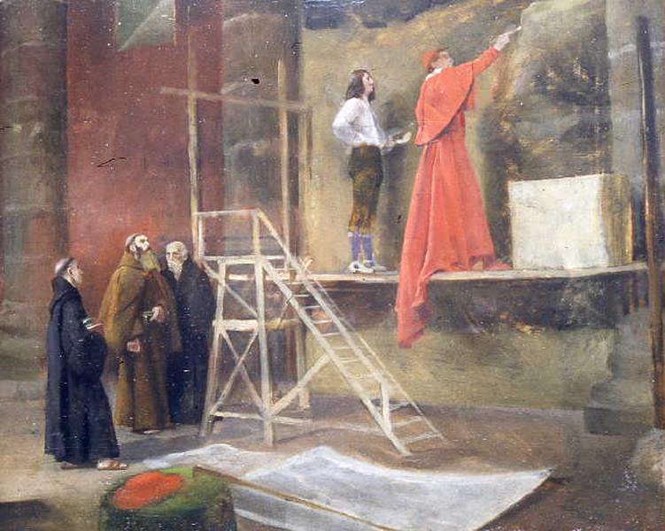 Cardinal retouchant une fresque