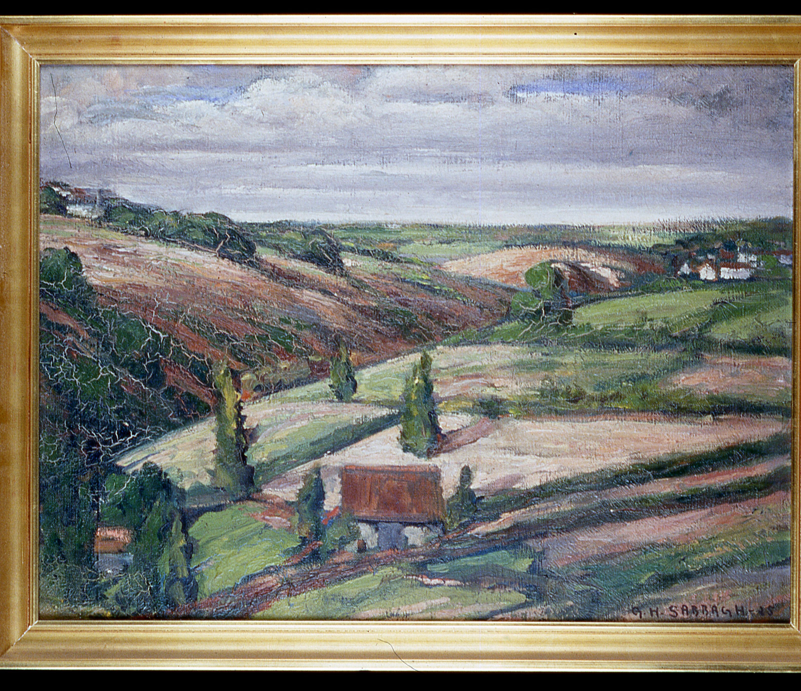 Paysage aux peupliers