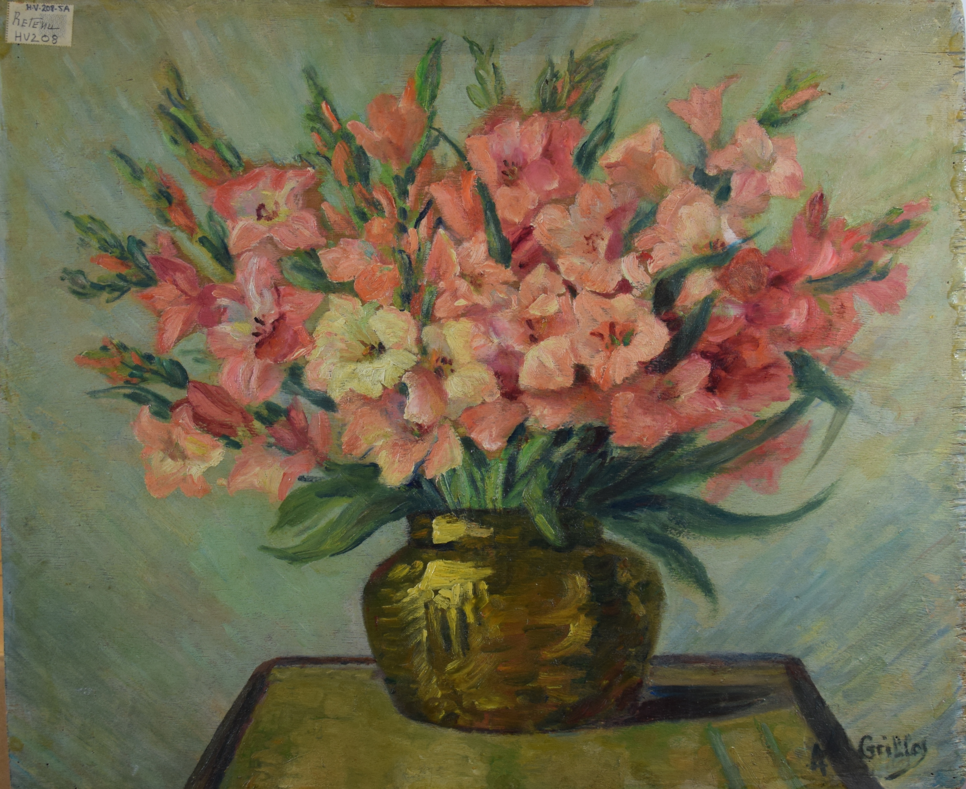 Bouquet de fleurs dans un vase (Face A recto) ; Jeux d'enfants (Face B verso)