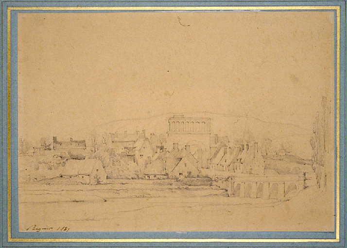 Vue du faubourg et de la porte d'Arroux à Autun