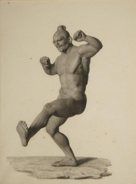 Dessin d'après un lutteur antique en bronze