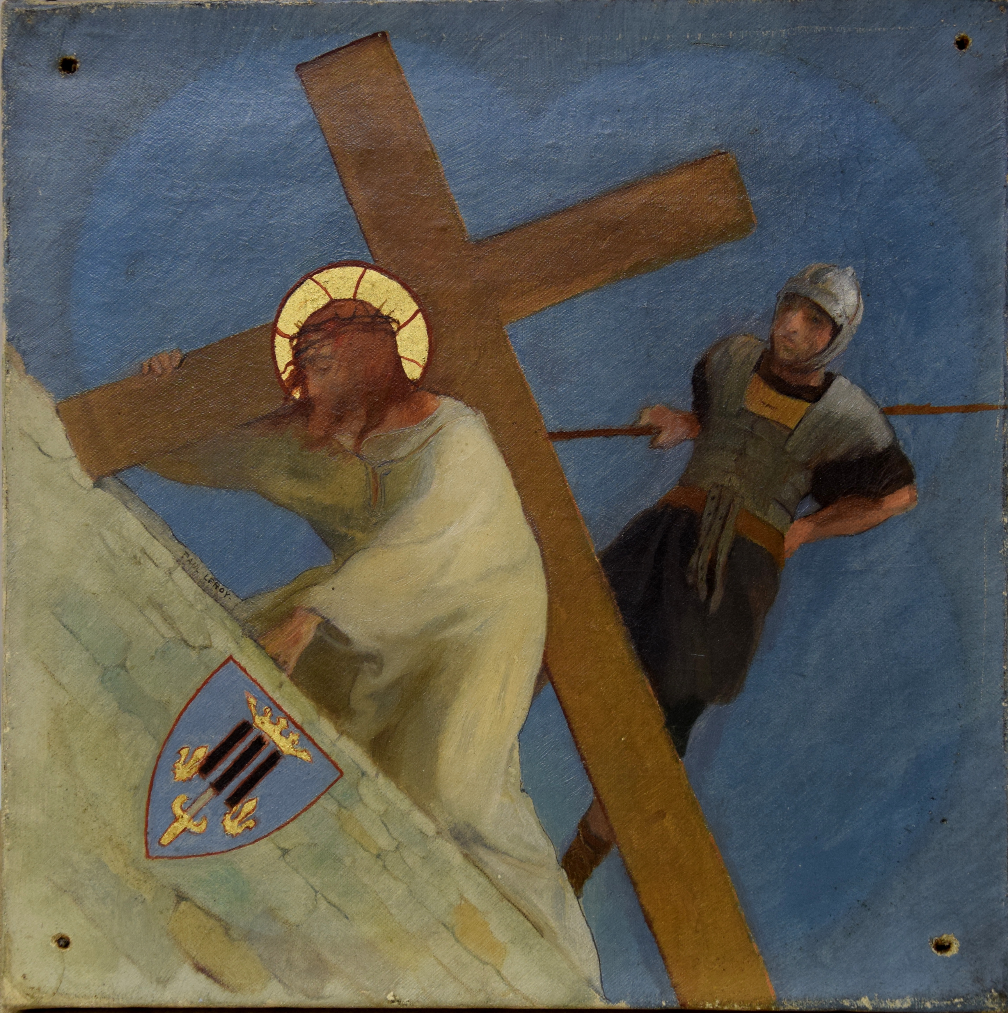 Chemin de croix 3e station : Jésus tombe sous la poids de la croix