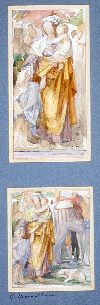 La mère et l'enfant (copies d'après Bernardino Luini : détail de la Passion et Crucifixion)