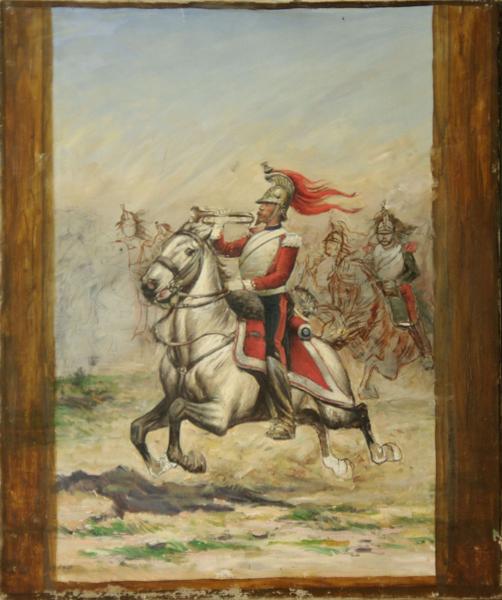 Scène de la guerre de 1870 : Cuirassier sonnant la charge,