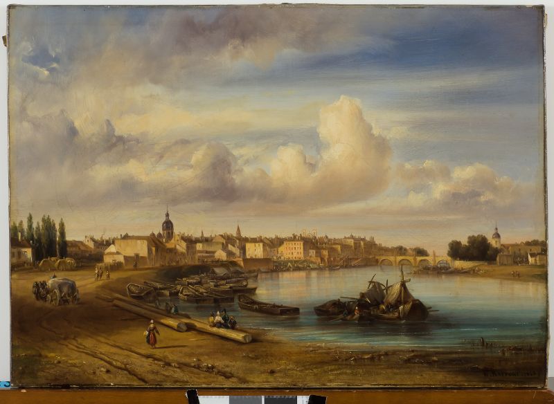 Chalon-sur-Saône, vue de la route de Lyon en 1843 (titre factice)