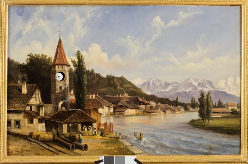 Paysage suisse (tableau horloge)