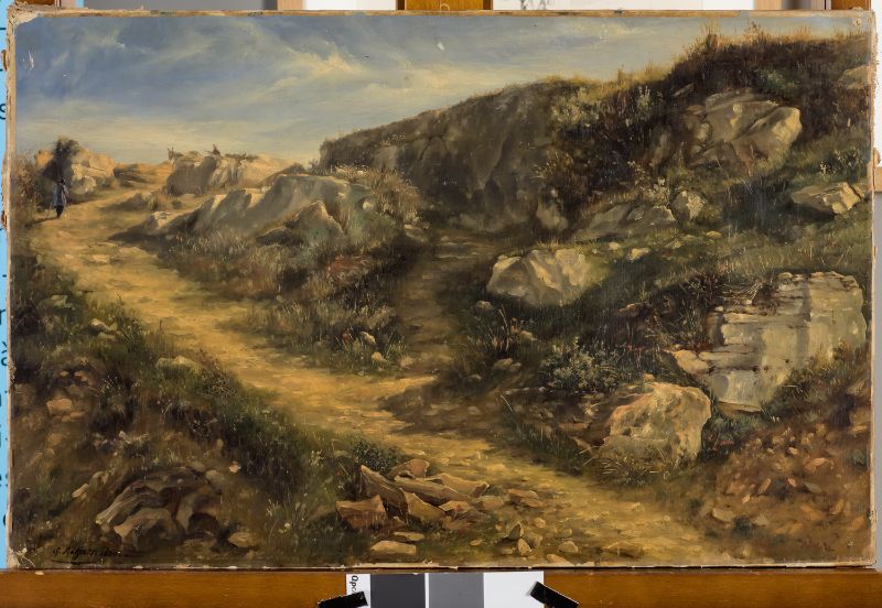 Chemin montant dans la falaise