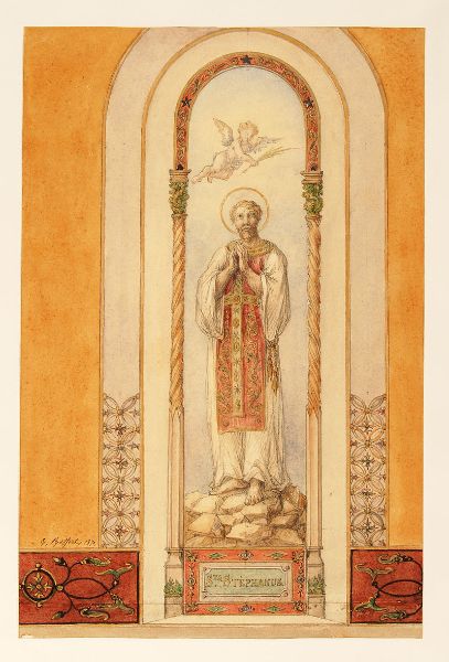 Saint Stéphane, vitrail de l'église de Gergy ( titre factice)