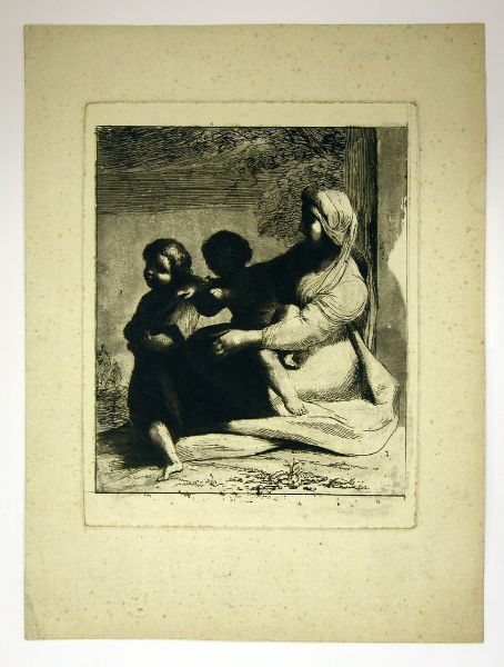 Femme assise et deux enfants, d'après Carrache