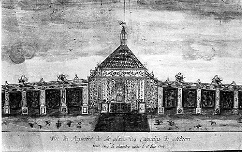Vue du Reposoir de la Place des Capucins à Mâcon - tracé dans la chambre noire le 2 Juin 1763 (tracé dans la chambre noire le 2 juin 1763)