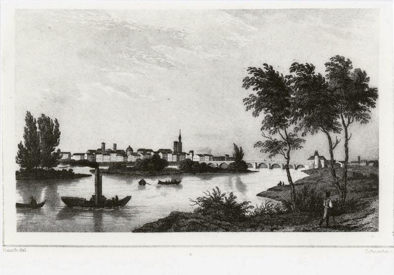 Vue de Mâcon de la rive est, vers 1838