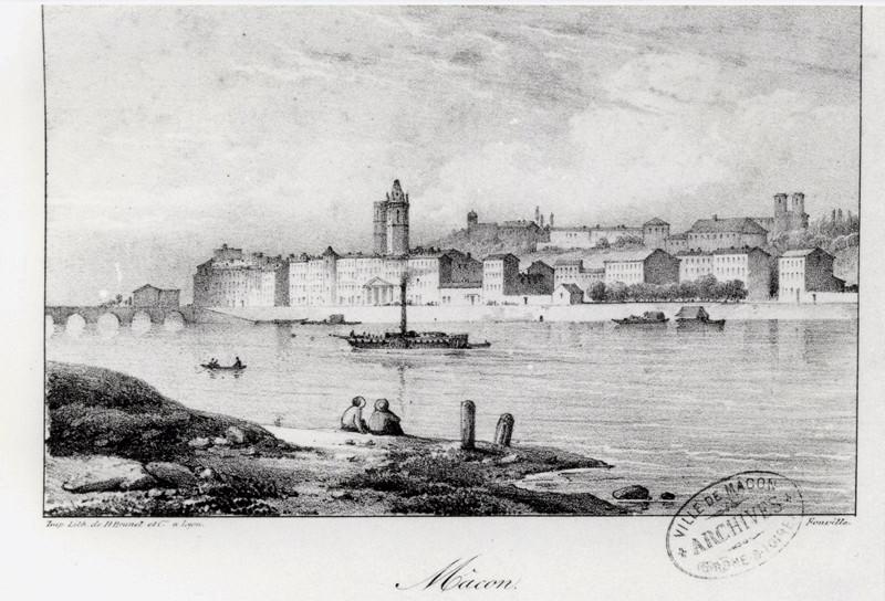 Mâcon (vue du Nord) vers 1832