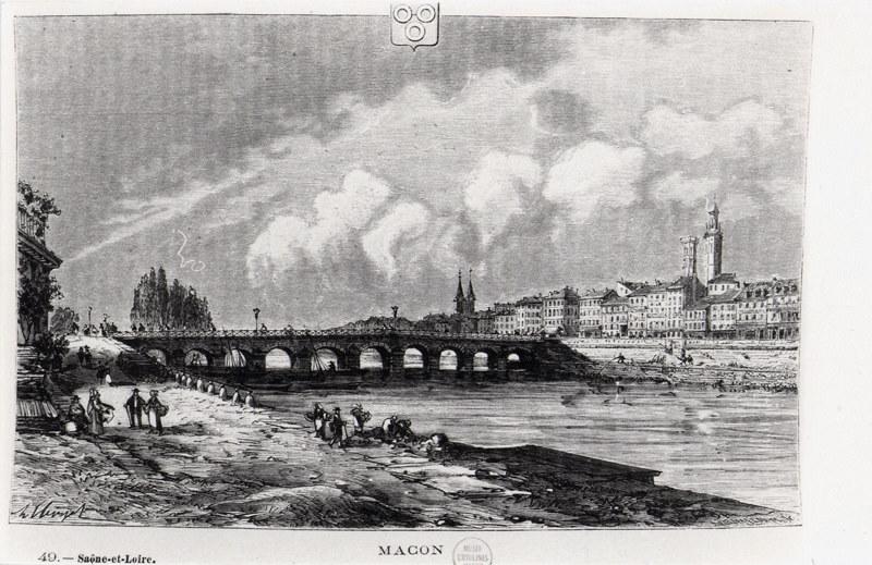 Mâcon, vue du Nord (vers 1882) (Publiée dans 'La France Illustrée' de V.A Malte-Brun en 1881)