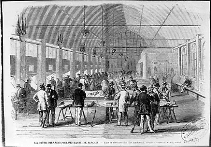 Mâcon. - Fêtes franco-helvétiques ; Vue intérieure du Tir National. Extrait d'un journal illustré