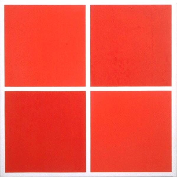 Quatre Carrés : 50 % rouge clair, 50 % rouge foncé