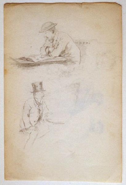 Etudes : deux hommes portants chapeaux (recto) ; Etudes : deux hommes barbus (modèles) en habits romains (verso)