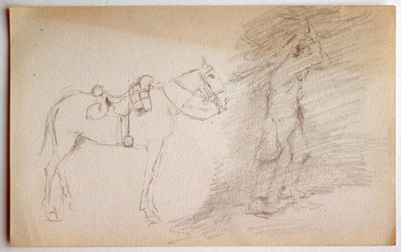 Deux études : cheval et soldat