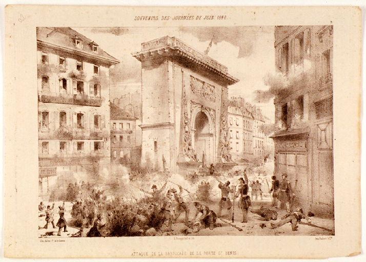 Souvenirs des journées de juin 1848 ; Attaque de la barricade de la Porte St Denis