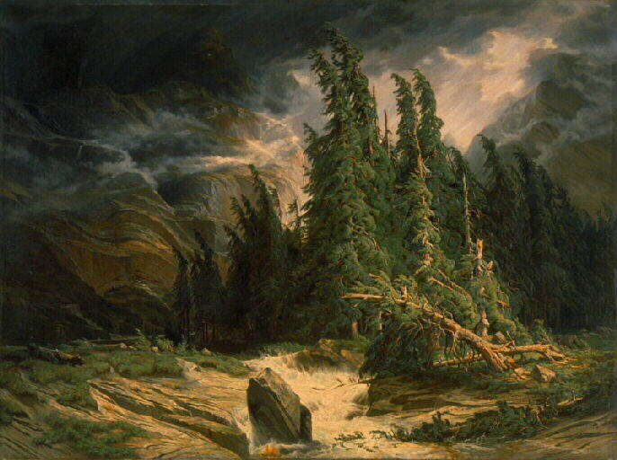 Orage dans les Alpes ; A la Handeck, Hautes-Alpes Bernoises (autre titre)