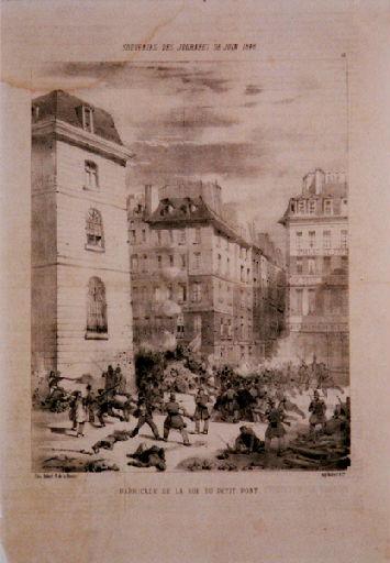 Barricade de la rue du petit pont ; Souvenirs des journées de juin 1848