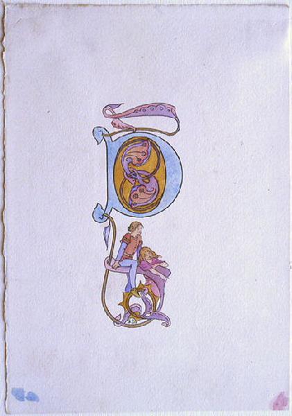 Abeille, lettrine pour un D majuscule
