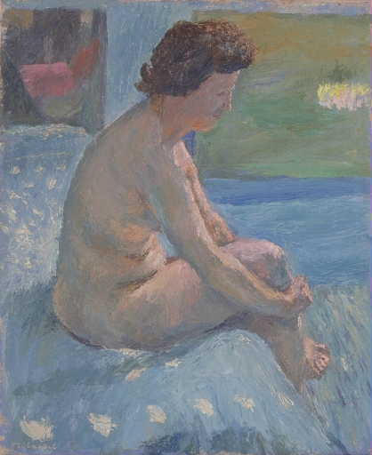 Nu assis (Au verso : L'Homme au piano (huile sur toile))