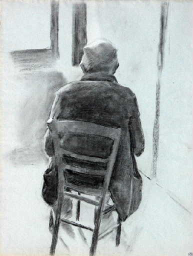 Homme assis, vu de dos