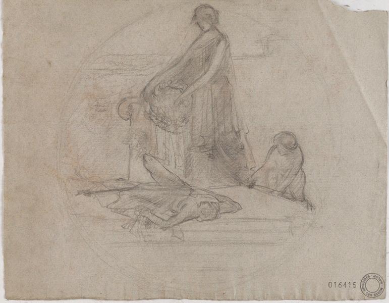 Composition à plusieurs personnages en médaillon