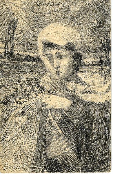 Giboulées (Carte postale adressée à ses parents en 1913)