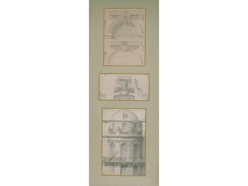 Trois études d'architecture ; Pavillon de Hanovre (Titre factice du 3e dessin.)