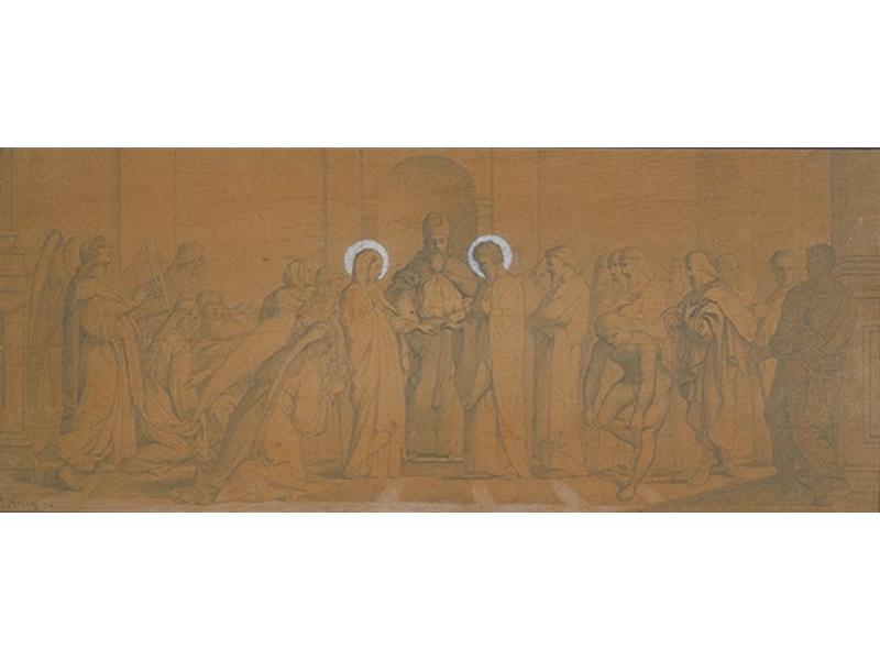 Le mariage de la Vierge (d'après Raphaël) (Probablement étude pour Le Mariage de la Vierge, peinture murale de l'église de Jullié, 1875.)