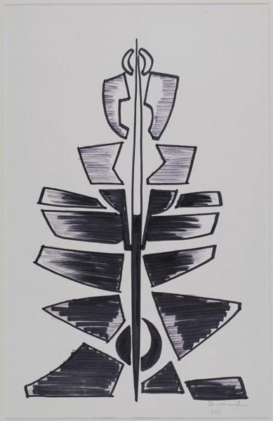 Etude C pour Méditant II (Titre inscrit au dos du dessin) ; Méditant II (Titre de la tapisserie)